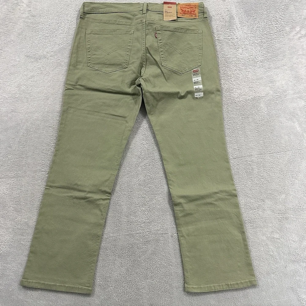 Levi's 514 Jeans Mens 36x30 Straight Mid Rise Premium Soft Twill Olive Green NWT